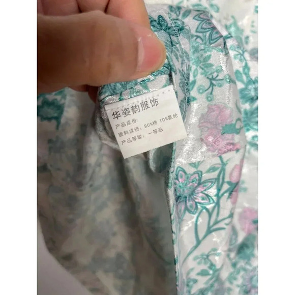 Traditional Chinese Beaded Flower Lace Mesh Embroidery Cheongsam Dress Green XL - Picture 6 of 15